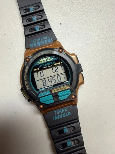 Vintage Rare 1996 Timex Ironman Indiglo Triathlon Watch Copper Green EXCELLENT