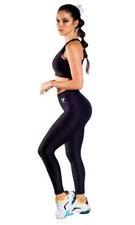 Leggings colombianos de fibra circonita cúbica pantalones texturizados cintura alta para mujer Lycra negros