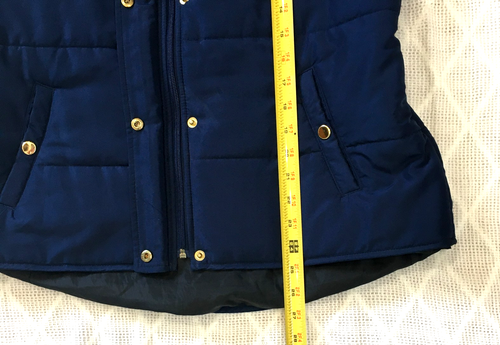 Style & Co Puffer Vest Women's L Navy Blue Full Zipper Gold Snaps Pockets Excel - Picture 12 of 15