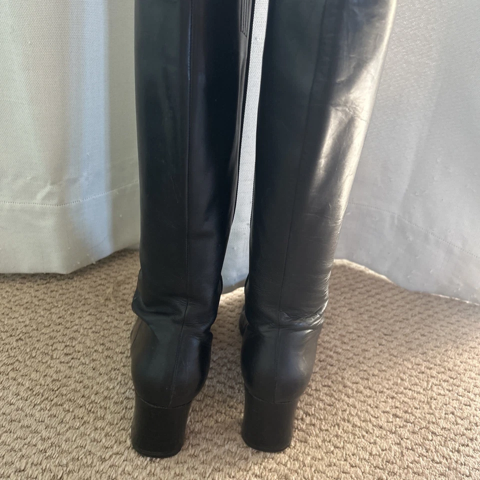 Botas de cuero para mujer Via Spiga hechas en Italia punta cuadrada, talla 9 Foto 3 de 4