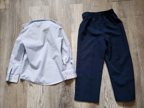 Van Heusen: Boys 4T Suit Set: Shirt/Pant, Blue Poplin Kids Dress Clothes - Picture 2 of 4