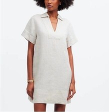 Madewell Collared Shirt Dress Linen Size M Beige Beach Minimalist Clean Girl