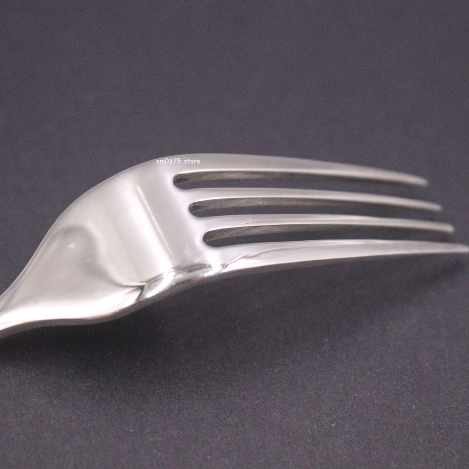 Tenedor de cena de plata fina maciza 999 vajilla vajilla tenedor de ensalada tenedor de frutas Foto 4 de 4