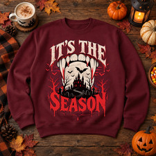 Gothic Vampire Halloween Sweatshirt Haunted Castle Bat Horror Pullover