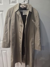 Vintage 70s London Fog Mens Trench Coat Khaki 42R W/ Zip Warm Lining Made In USA