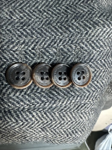 Joseph Abboud XXL "46R" Gilet toppa gomito misto lana spina di pesce grigio 2 pezzi - Foto 5 di 19
