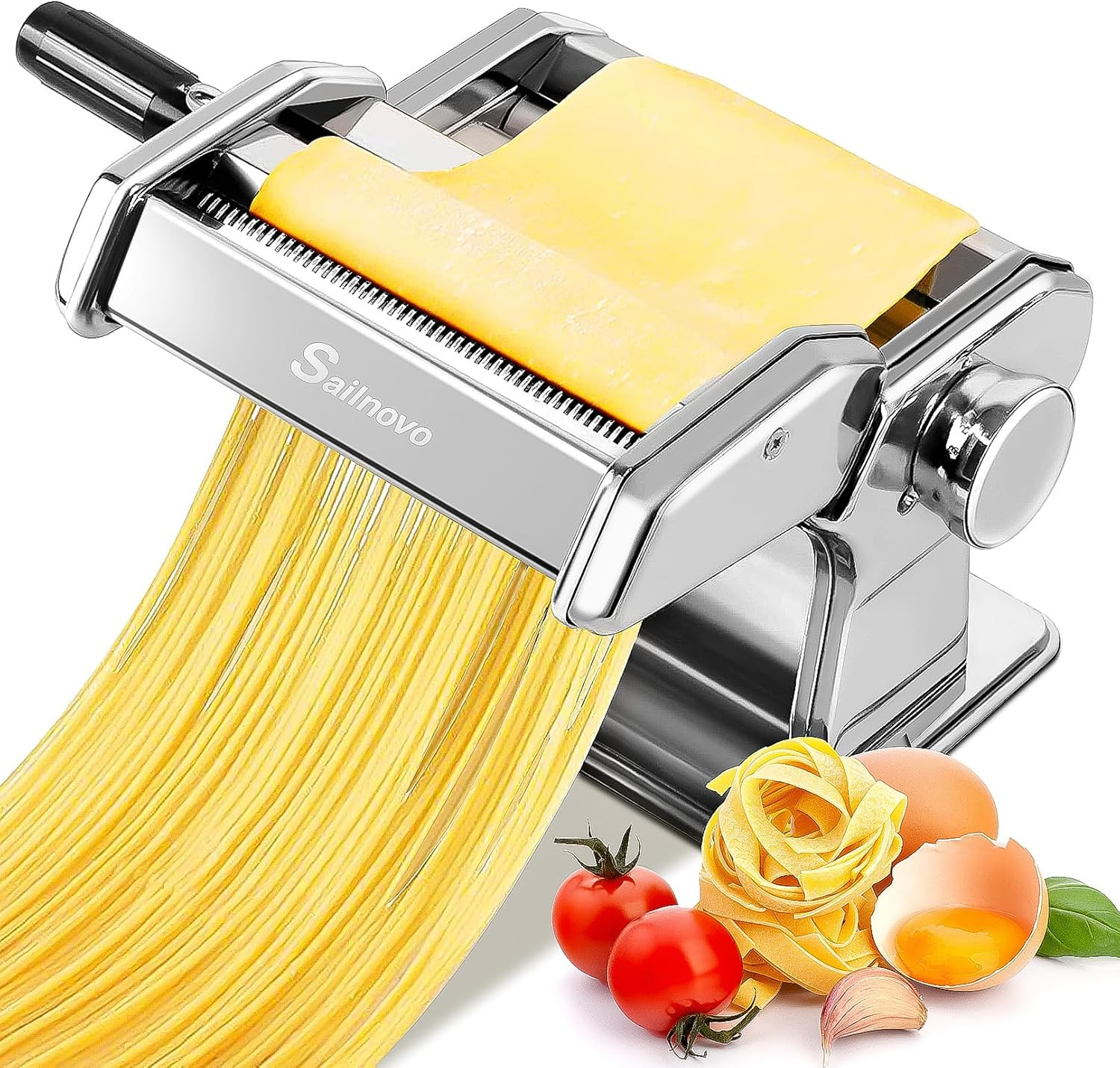 Macchina Pasta Manuale Design Acciaio: 7 Spessori e Tagliapasta Incluso