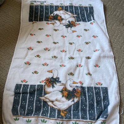 Vintage 80 s country blue duck hand towel Blue ruffle