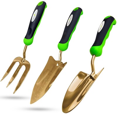 Garden Guru Garden Tool Set 3pc Hand Trowel Transplanter Cultivator   Heavy D...