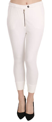 DONDUP Pants White Mid Waist Cropped Skinny Trouser IT38 / US 4 / XS RRP $470