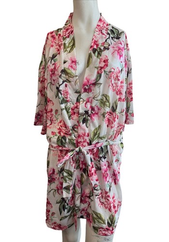 Show Me Your Mumu Ladies One Size Pink Floral Bath Robe Rose Belted Lightweight - Picture 1 of 6
