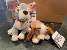 Disney STORE Vintage Lady And The Tramp Beanie Plush Bean Bag NWT discontinued