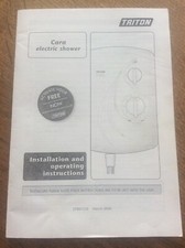 Triton Cara Electric Shower Installation & Operating Instructions Booklet Manual