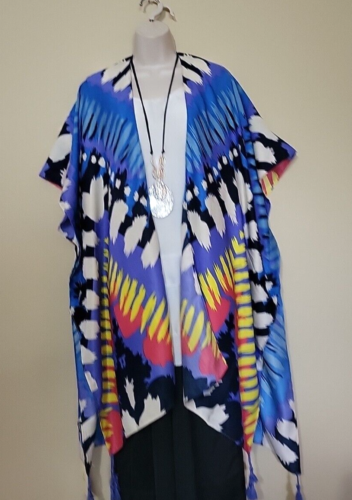 Kimono Unique Art Wear Vibrant Abstract Plus One Size 1X 2X 3X 4X Bust 66" NWT E - Picture 13 of 16