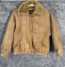 Loewe Womens Suede Shearling-lined Jacket Camel Brown Size 44 Az Adora Bomber