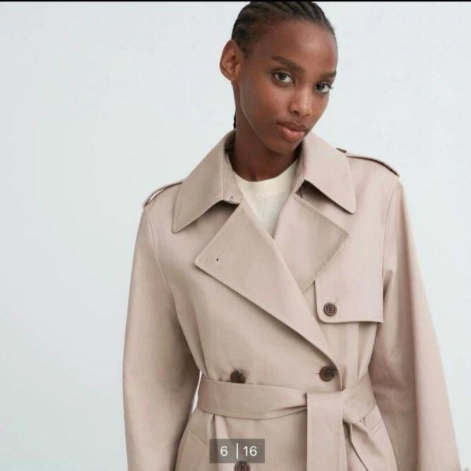 UNIQLO C Trench Coat 100 Cotton Twill Beige Women M Size From