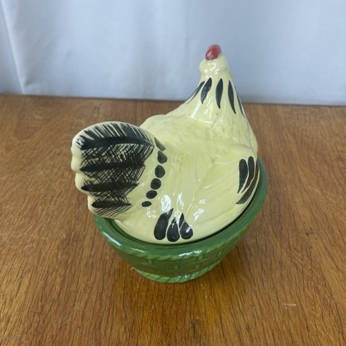 Ceramic Egg Basket with Hood Chicken and Hen Hand Painted by Zellerkeramik 90s - Picture 9 of 13