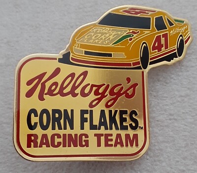 1990s #41 NASCAR Auto Kelloggs Corn Flakes Racing Team Car Lapel Hat Pin New MIB