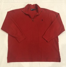 VINTAGE 90S POLO RALPH LAUREN Sweater Quarter Zip 100 Cotton Classic Red 2XLT