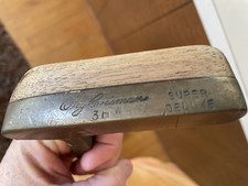 Vtg Otey Crisman Super Deluxe 3HW Putter Brass Wooden Head, Hickory Shaft 34"