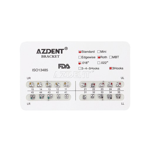 10 Packs AZDENT Dental Ortho Brace Brackets Mini/Standard MBT/Roth 022/018 Hooks - Picture 23 of 31