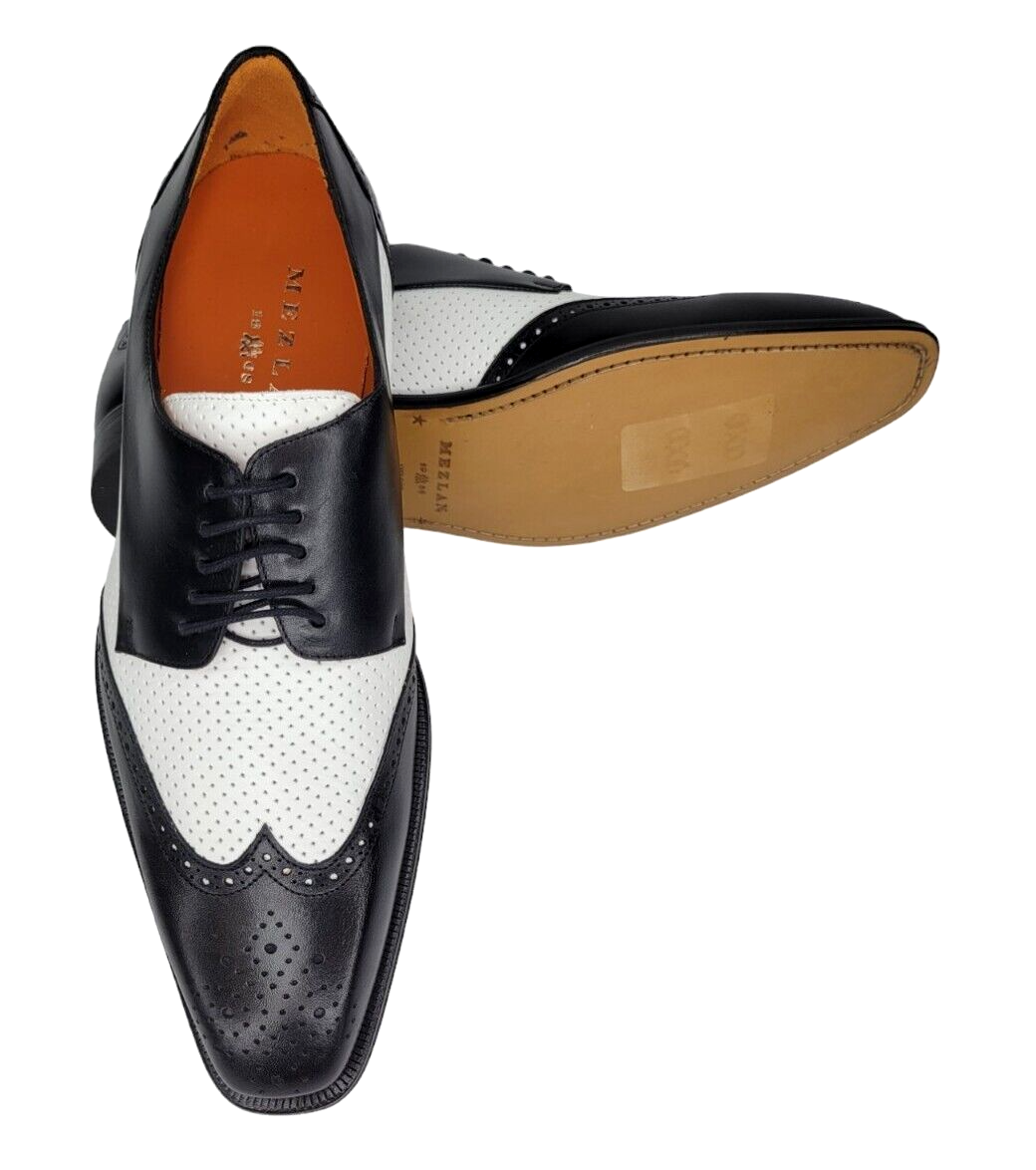 NEW- Mezlan Leather Brogue Wingtip Oxford Dress Shoes Black  display picture 1