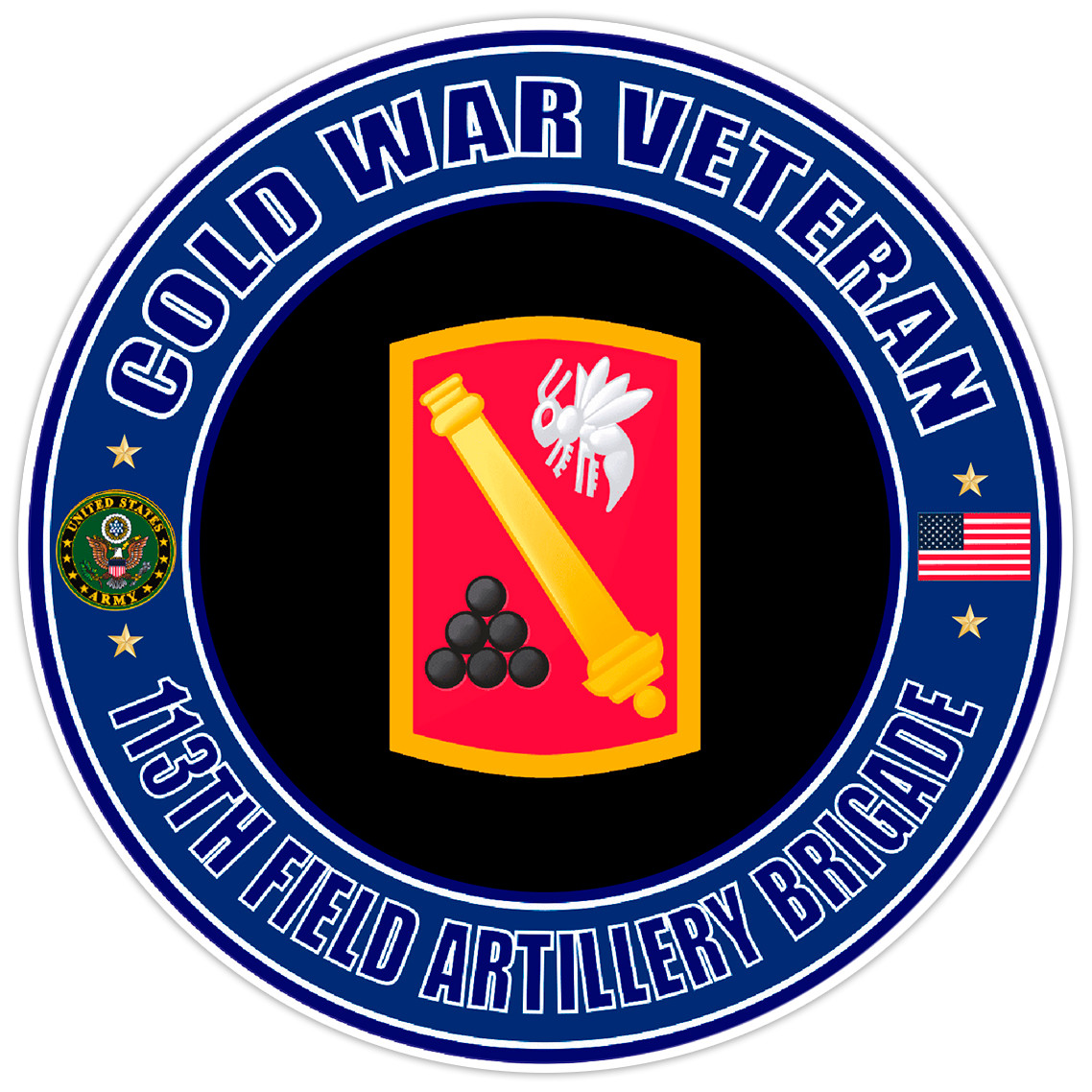 Cold War Veteran 113th Field Artillery Brigade Bumper Sticker Military Decal 5"