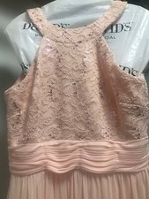 Pale Pink Size 4 David's Bridal dress, High Neck Lace Mesh Combo-Great condition