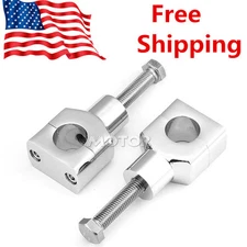2X Chrome 1" 25mm Bars Handlebar Risers Clamp For Harley Davidson Bobber Chopper