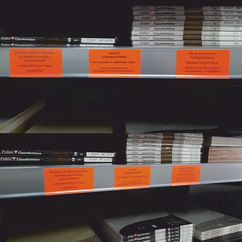 Scanner Regalschienen Preis Etiketten 70x38 mm 210 Neon Preisschilder 10 A4 - Bild 1 von 5