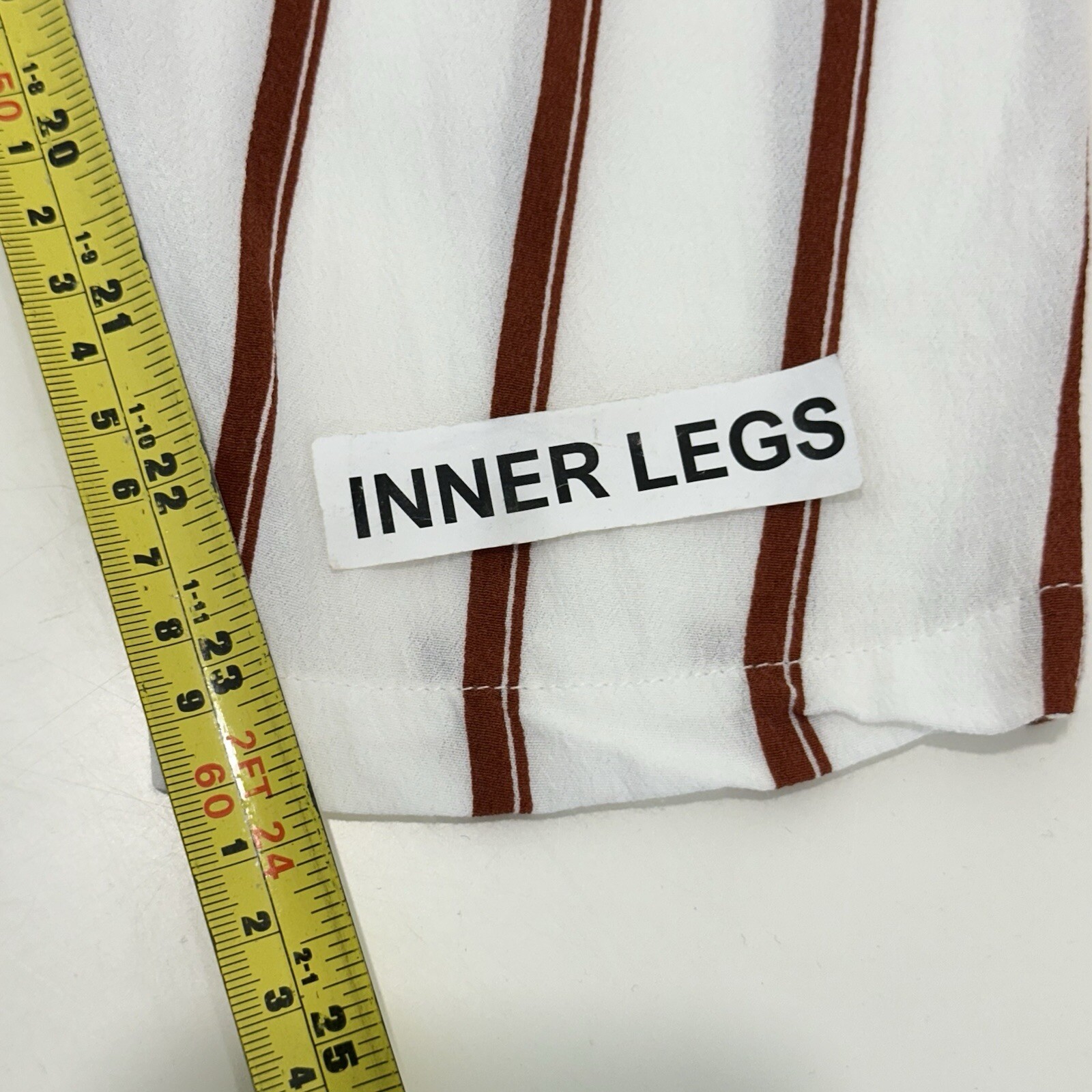 Seed Heritage Pants Women 6 (66cm) White/Brown Drop Crotch Striped Elastic Waist image 6