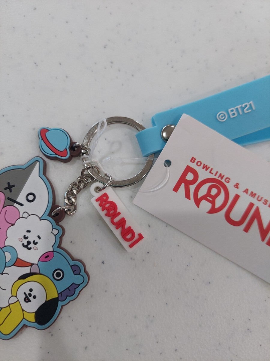 BT21 BTS Round 1 Arcade Blue Keychain Rubber Strap Key Chain