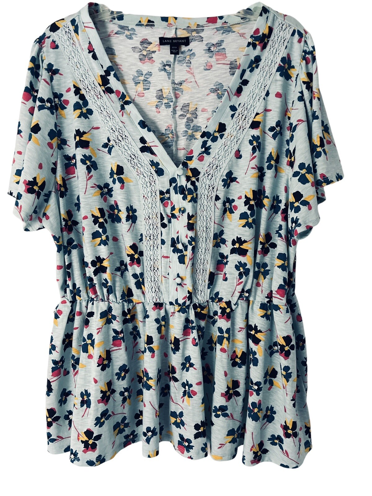 V Neck Lane Bryant Peplum Tops Lane Bryant Top Womens 22/24 V-Neck