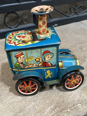 Antique 1950 S Ko Japanese Wind Up Tin Toy Clown Car Works Great Ebay
