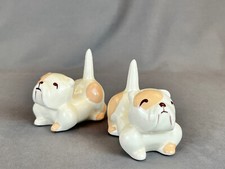 2 Mid-Century The California Cleminsons Pottery Bulldog Dog 3" Ring Holders MINT