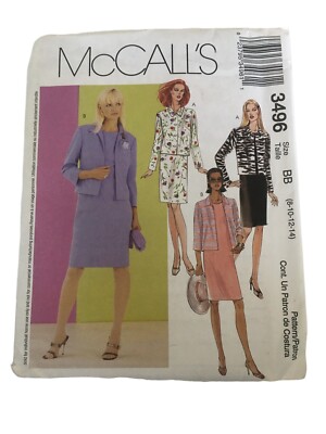 McCalls Sewing Pattern 3496 Dress Lined Jackets Career Work Outfit Sz 8-14 UC