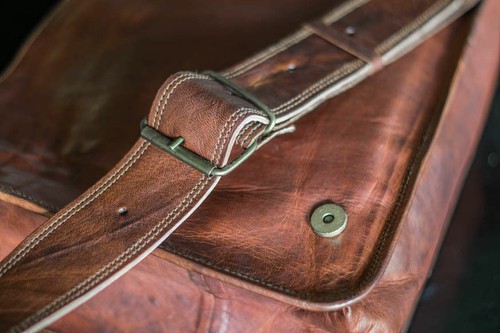 Men's Genuine Vintage Brown Leather Messenger Bag Shoulder Laptop Bag Briefcase - Picture 5 of 6