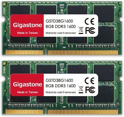 Gigastone DDR3 16GB (8GBx2) 1600MHz PC3-12800 CL11 1.35V SODIMM 204 Pin Ram