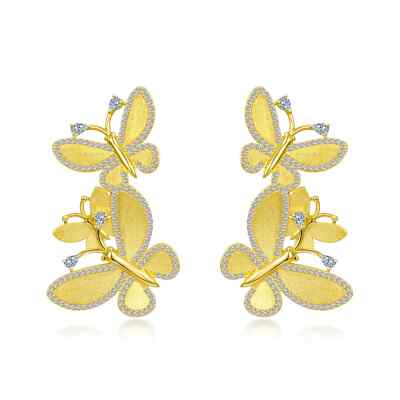 BRAND NEW Lafonn Yellow Gold Plated Butterfly Cluster Drop Earrings E0494CLG00