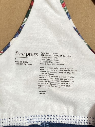 Free Press womens triangle bralette blue plaid size Small - Picture 5 of 5