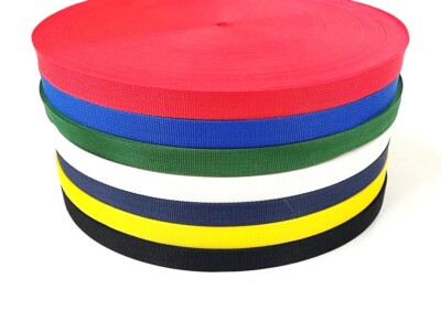 25 mm Gurtband Polypropylen Hund Blei Taschen Riemen Griffe 1m - 100m in 7 Farben