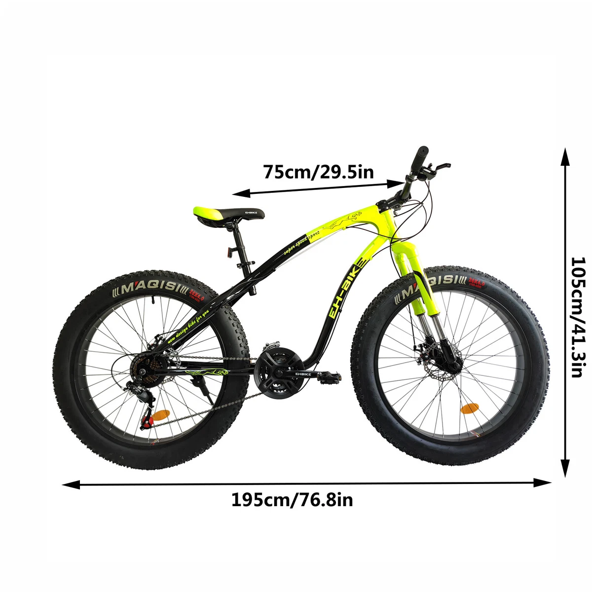 Mens Fat Tire Mountain Snow Bike High Carbon Steel Frame 21