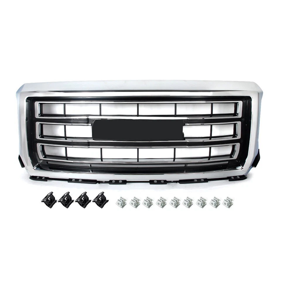 For GMC Sierra 1500 2014-2015 Chrome Front Bumper Grille Upper Grill Assembly - Изображение 3 из 4