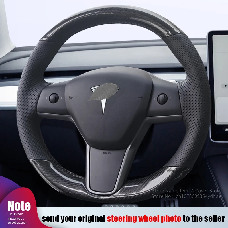 Costem Carbon Fibre Car Steering Wheel Cover Interior For Tesla Model 3 Model Y