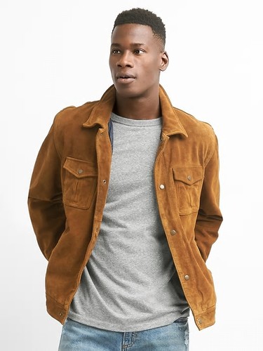 gap suede shirt jacket, color: classic camel sz xl (c111)
