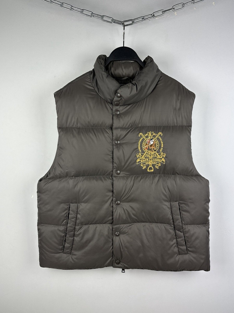 Vintage Y2K Polo Ralph Lauren Brown Down Puffer Vest Full Zip
