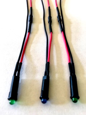 5/32'' LED DASH INDICATOR LIGHTS SET (2 Green 1 Blue w/ Built In Resistors)