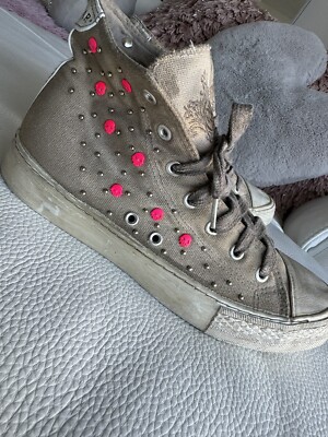 STUDSWAR Size 39 JOY Hi Top Sneaker Skull Stud Shoe Punk Tan Hot 