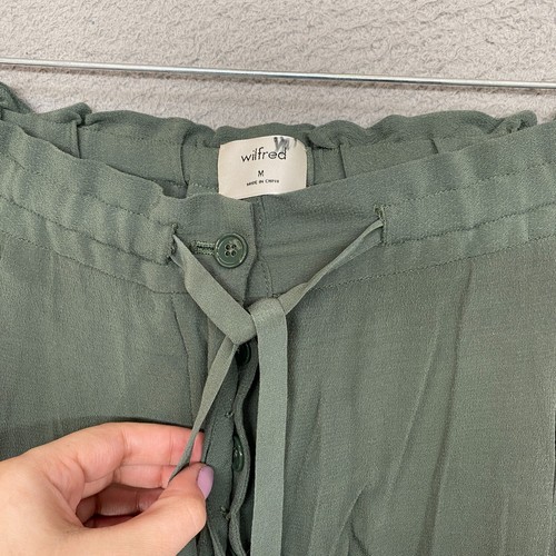 Wilfred Pants Womens Medium Crepe Trousers Cuffed Tapered Green Office High Rise - Picture 5 of 13