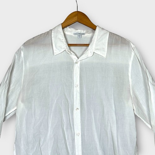 James Perse Standard Sz 3 Large Classic White Button Up Shirt Cotton Made in USA - Picture 3 of 12
